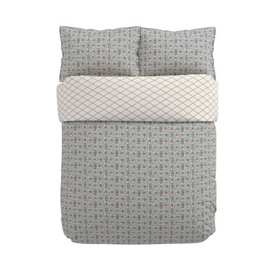 Indian Lattice Cotton Floral Duvet Cover Set with Pillowcases Included
