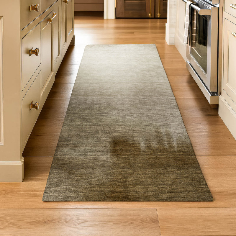 Premium Machine Washable Mayfield AMF2420 Ombre Rug, 2'3" x 7'6" Runner, Khaki