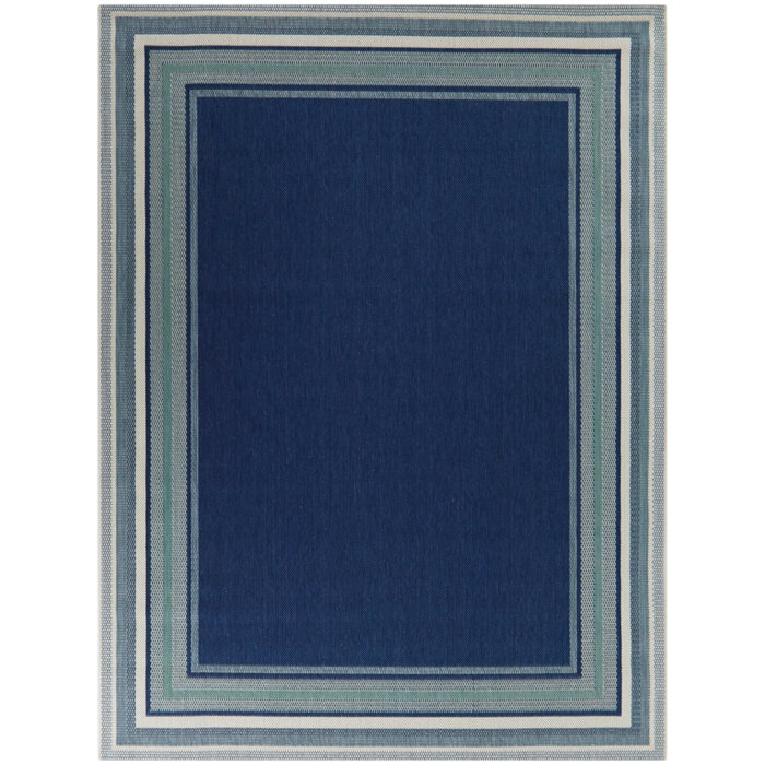 Balta Kalena Blue Border Indoor/Outdoor Area Rug & Reviews | Wayfair