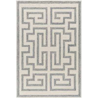 Rectangle Desiree Geometric Hand Tufted Wool Area Rug in Black/Brown