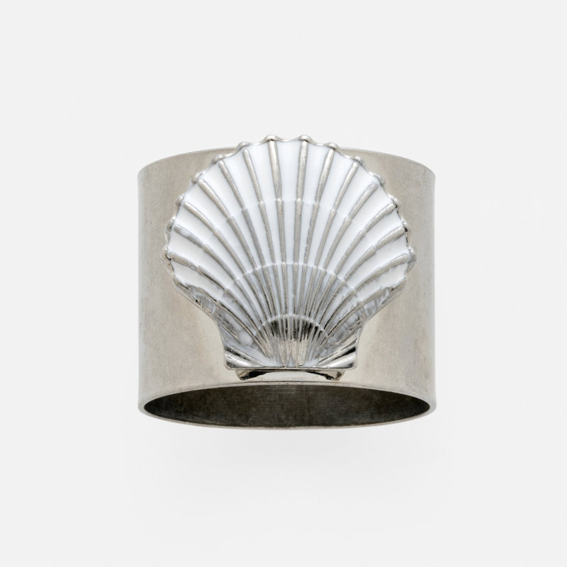 Brass Napkin Ring, White