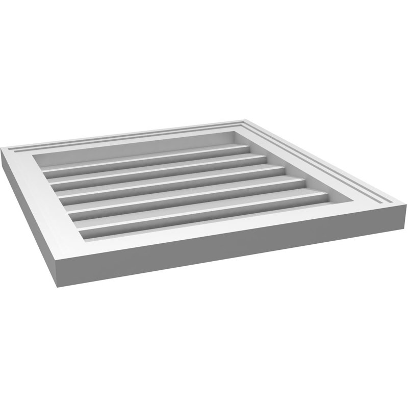 Rectangle Surface Mount Signature Urethane Functional Gable Vent, Primed Tan, 20" H x 20" W x 1.5" D