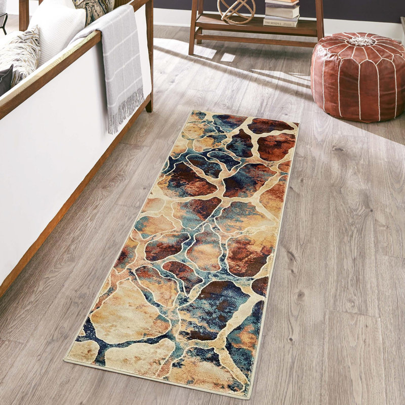 Tapis contemporain contemporain de couleur brique, Tapis de couloir 2 pi x 5 pi 1 po