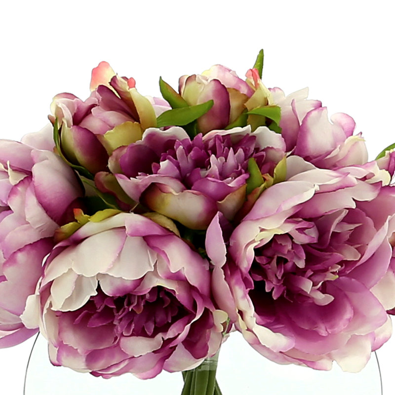 Peony Floral In Glass Vase, Purple
