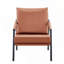 Fauteuil d'appoint moderne en similicuir, fauteuil rembourré simple avec structure en métal noir robuste, fauteuil de lecture industriel pour salon, chambre, bureau, salle d'attente-1509779476