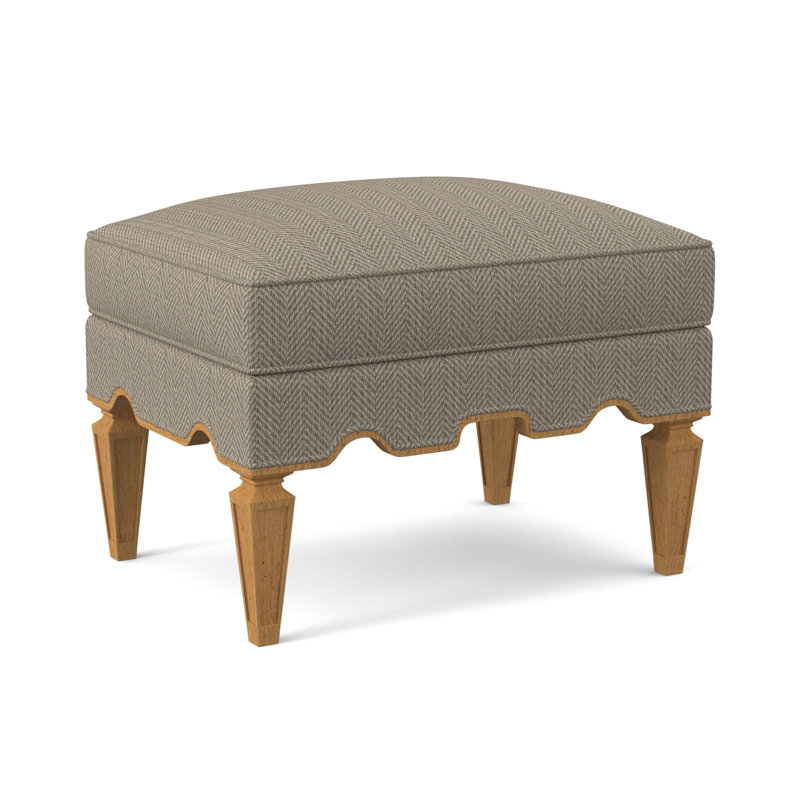 Palm Upholstered Ottoman, Amber, Margaret Lipstick Polyester Blend