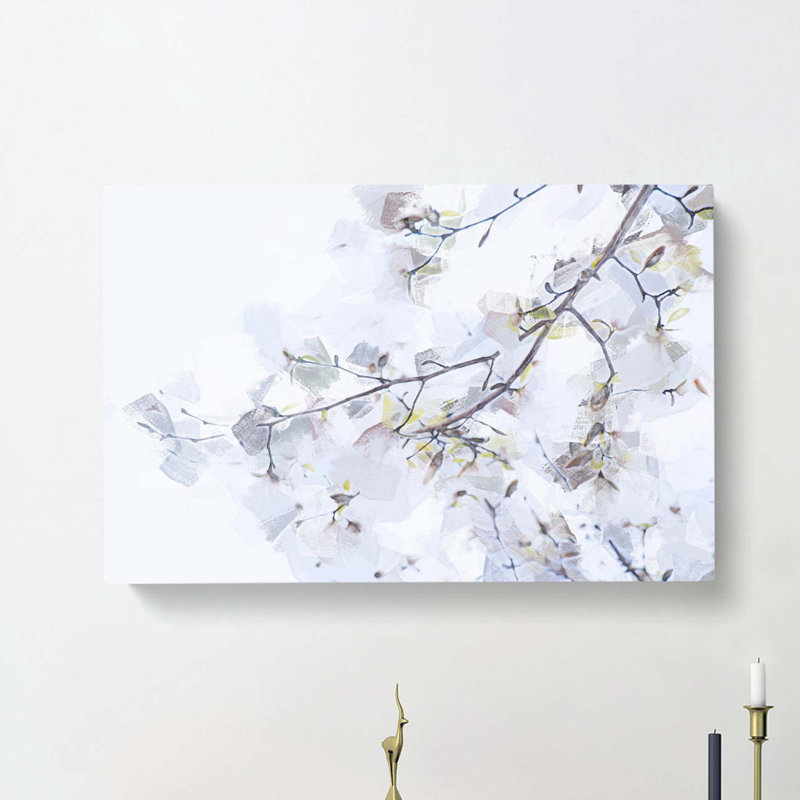 Branch Of A White Magnolia Tree In Abstract - Wrapped Canvas Print, 60cm H x 91cm W x 3cm D
