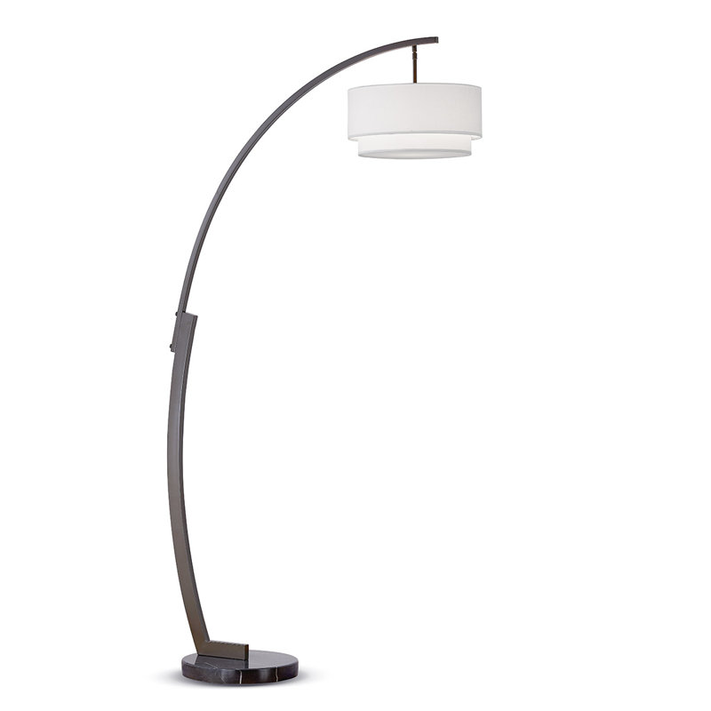 Emalia 81'' Arched Floor Lamp, White, Dark Bronze
