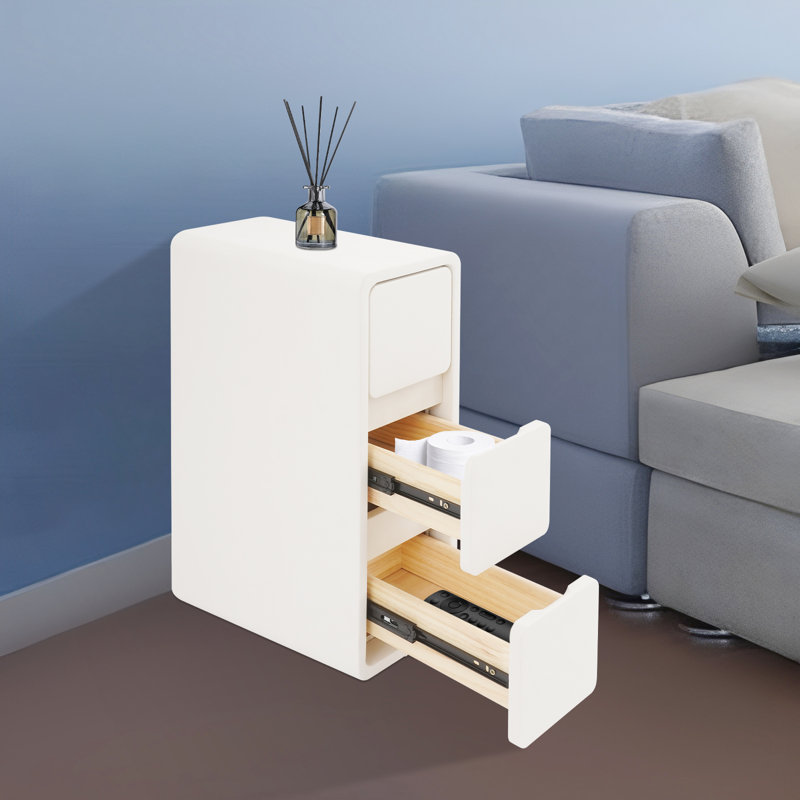 Bedside Table With Three Drawers(15.75*7.87*22.83 In), White