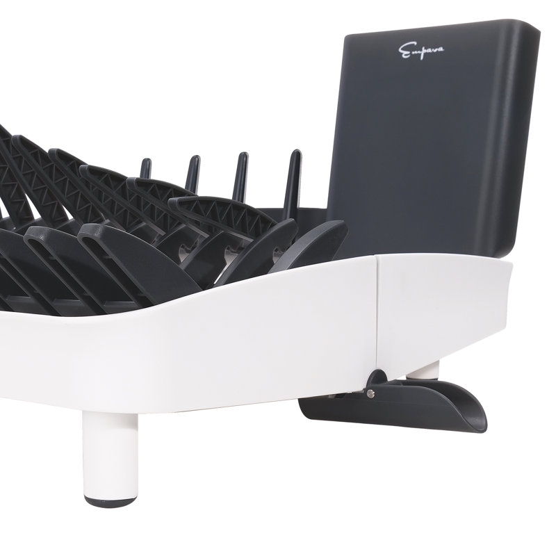 Black and White Foldable Plastic Dish Rack with Drainer