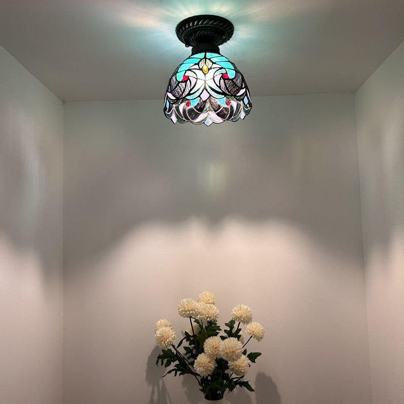 8'' 1 - Light Bowl Ceiling Fan Light Kit, Brown/Teal