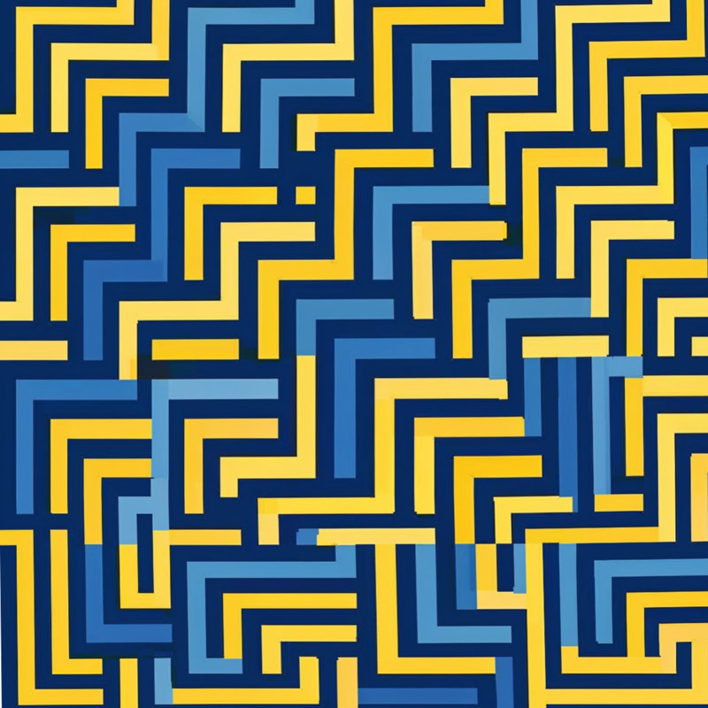 Rideaux de douche Labyrinth, L 70 po x H 93 po, Bleu moyen / jaune moyen