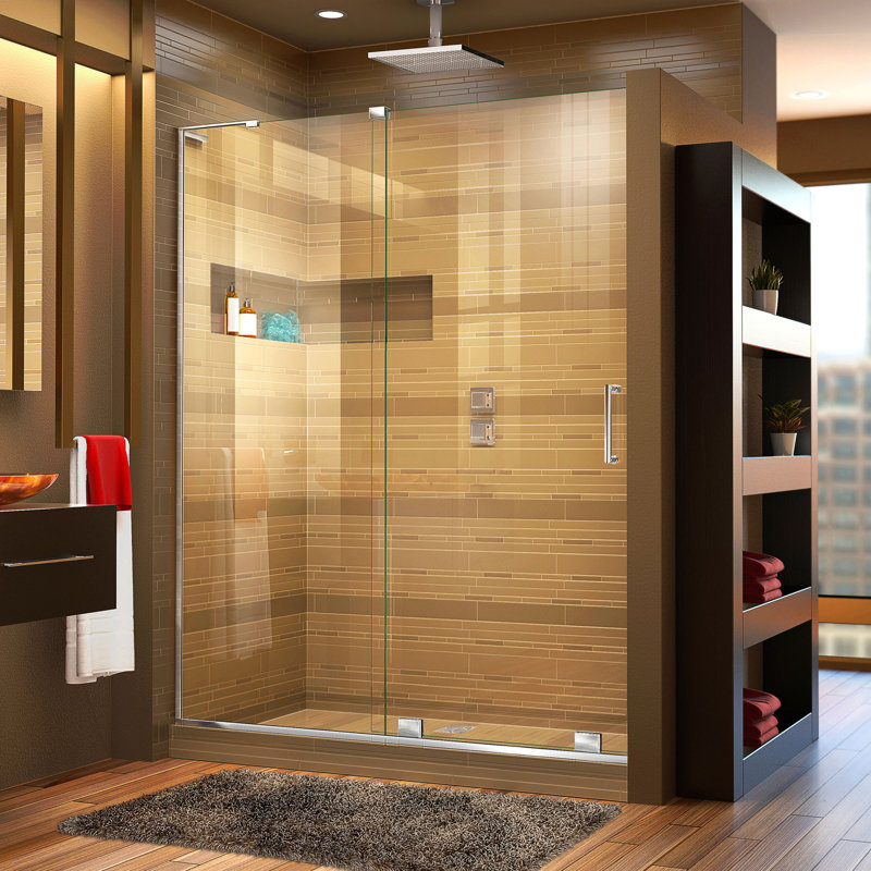 Mirage-X 55-59" W x 71" H Frameless Shower Door with ClearMax™ Technology, Chrome, 59 inch, Right Wall Installation