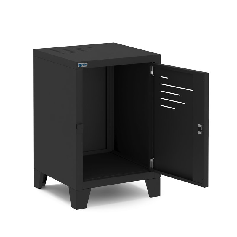 16'' W Metal Nightstand, Black