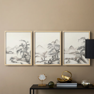 Lanscape Study  Series  VI  -Set Of 3 Framed Giclee Prints -Ready to Hang
