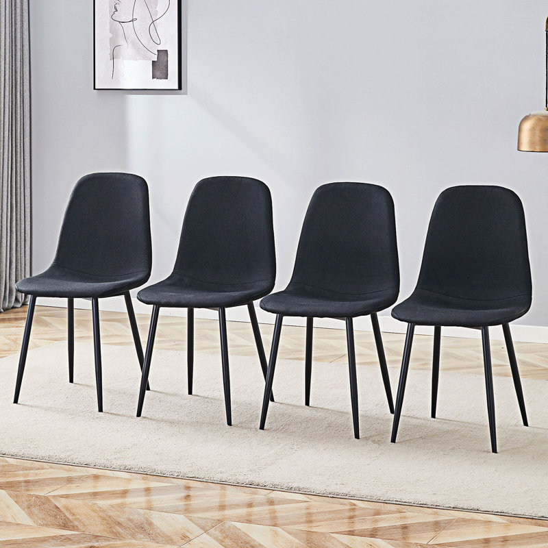 Ensemble de 4 chaises de salle à manger rembourrées, Noir, Noir
