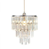 Modern Plug-In Chandelier With Faux Crystal Pendant Light Fixture, Adjustable Cord And On/Off Switch For Bedroom, Dining Room, And More
