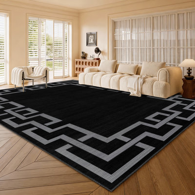 Abstract Machine Printed Shag Area Rug