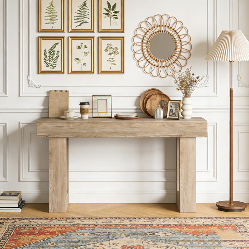 Wooden Sofa Console Table For Entryway, Mix Brown