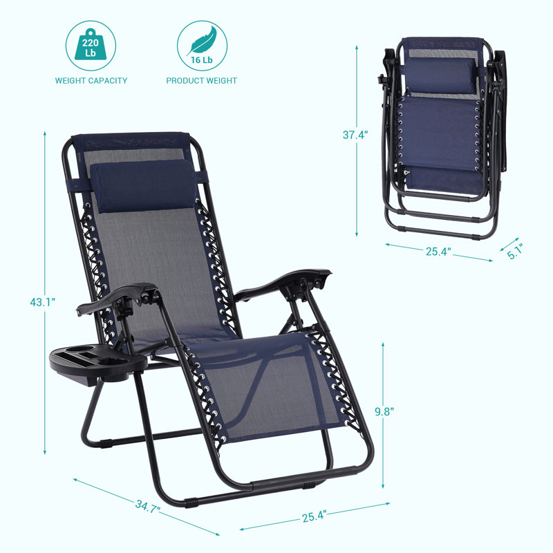 Fauteuil inclinable 2 pièces pour fauteuil de patio inclinable sans gravité, Bleu marine