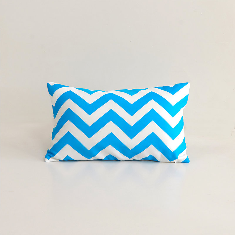 Set of 2 Chevron Indoor/Outdoor Throw Pillows Covers 12"x20" Rectangle Lumbar support, Rectangle 12"H x 20"W, Blue Water Wave