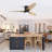 56 Inch Modern Design Flush Mount Ceiling Fan With Light And Remote Control, 3 Solid Wood Blades Reversible DC Motor Black For Living Room