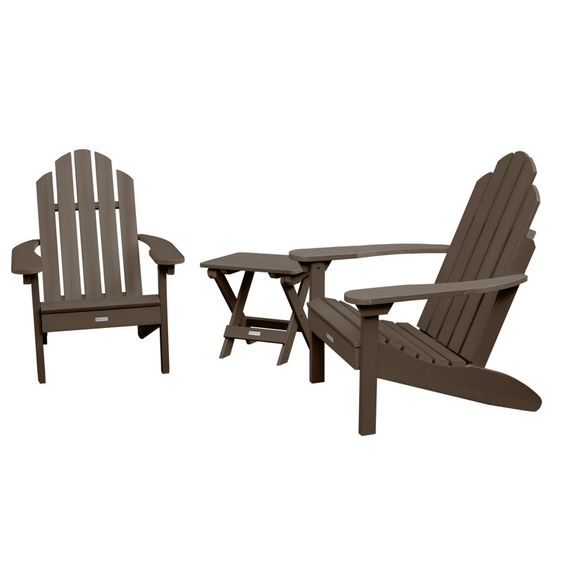 Anette Outdoor Adirondack Chair With Table, Weathered Acorn