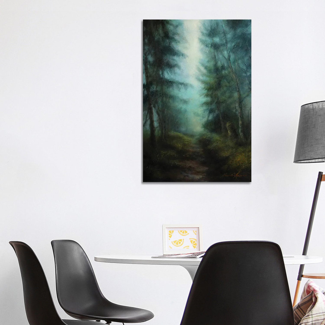 Light Mists Through Trees - Tree Shadow At Grisedale Forest von Hannah Kerwin - No Frame Gallery-Wrapped Canvas Giclée o...