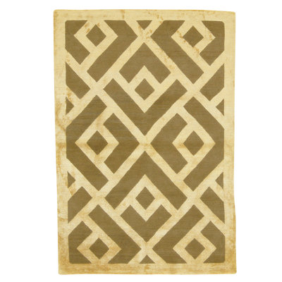 Tapis brun et doré de haute qualité noué à la main