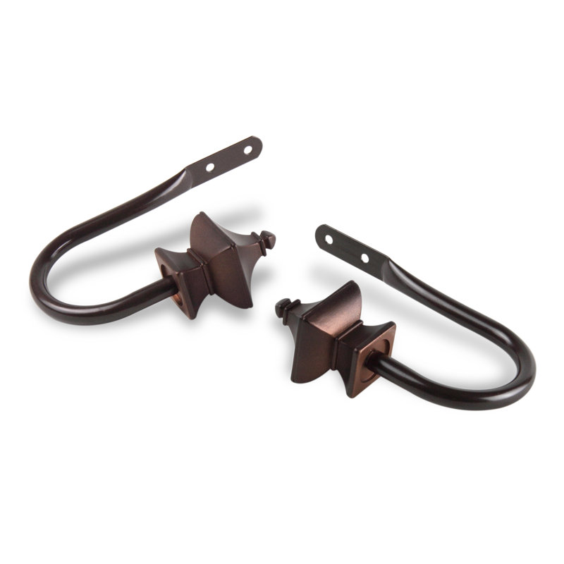 Cocoa Nickel Finish Metal Resin Curtain Holdback Set