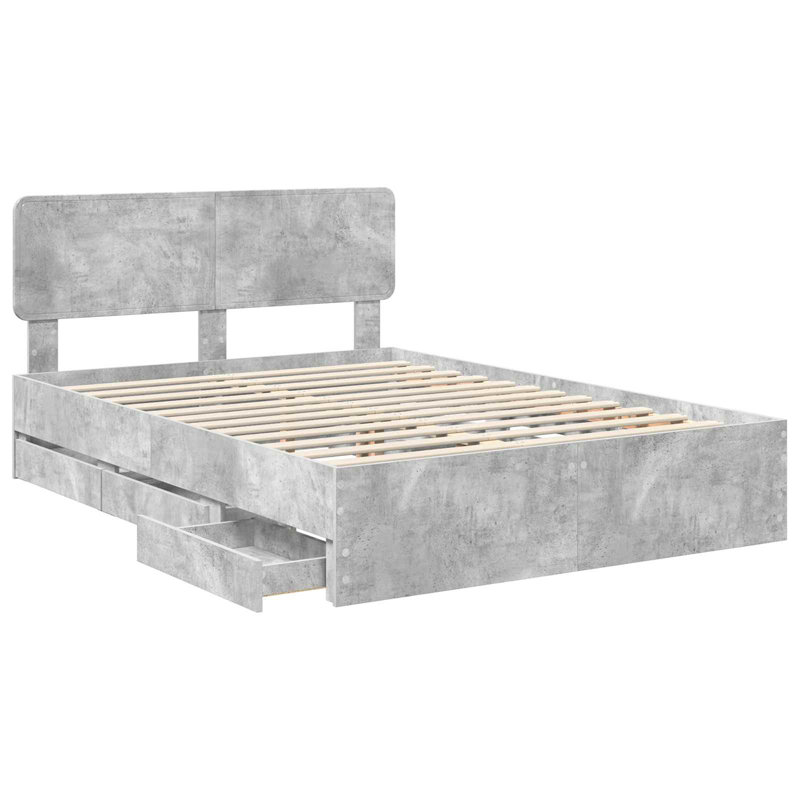 Bed, Concrete Grey, European Kingsize (160 x 200 cm)