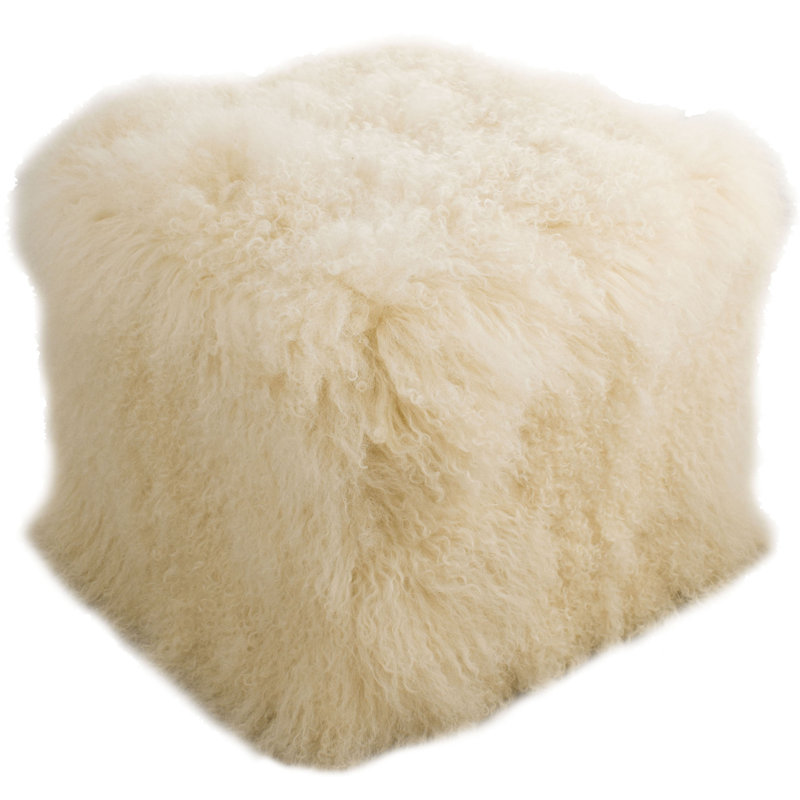 Solon Upholstered Pouf, White 