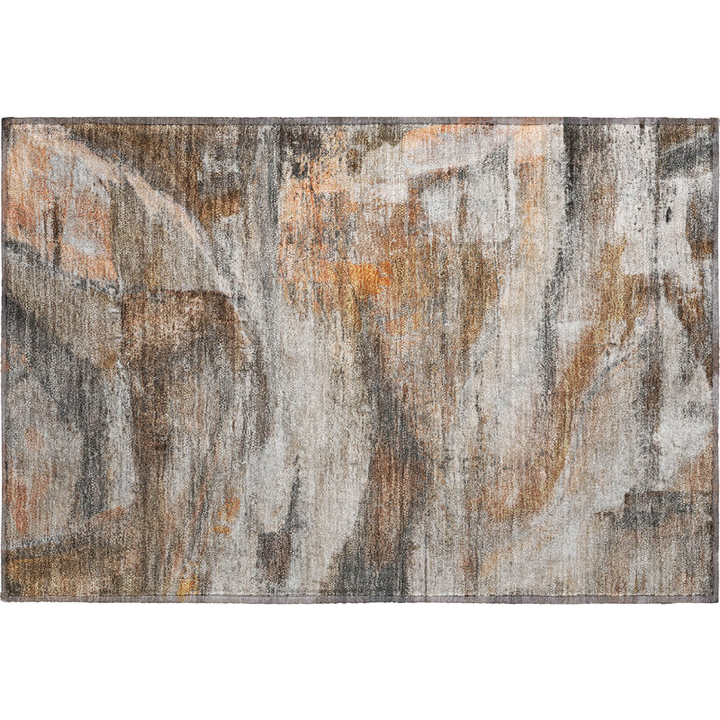 Premium Machine Washable Mayfield AMF2039 Abstract Rug, 1'8" x 2'6", Brown