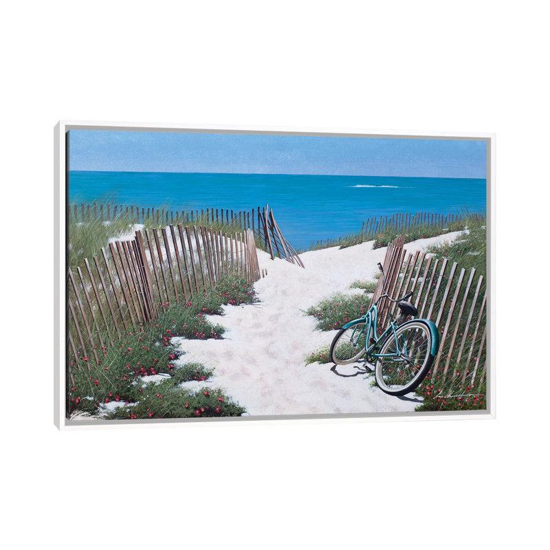 «Beach Bike I» par Zhen-Huan Lu - impression d'art graphique, Toile blanche encadrée, H 26 po x l 40 po x 1,5 po