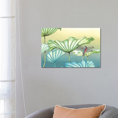 Dragonfly On Lotus Blossum by Christine Reichow - Wrapped Canvas Gallery-Wrapped Canvas Giclée