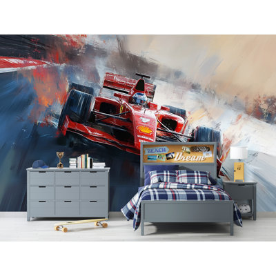 Formule 1, voiture de course, art numérique voiture rouge, voiture de course