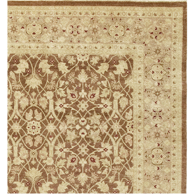 Wool Oriental Area Rug in Chocolate/Fawn, Rectangle 9' x 12'