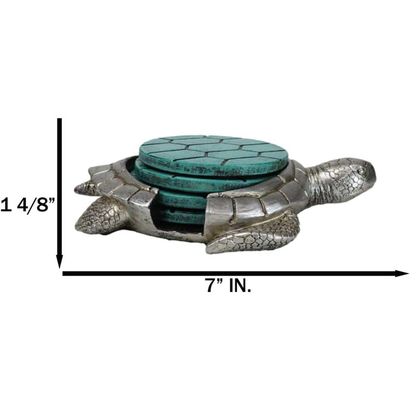 Ensemble de sous-verres ronds en fausse mer marine avec coquille turquoise