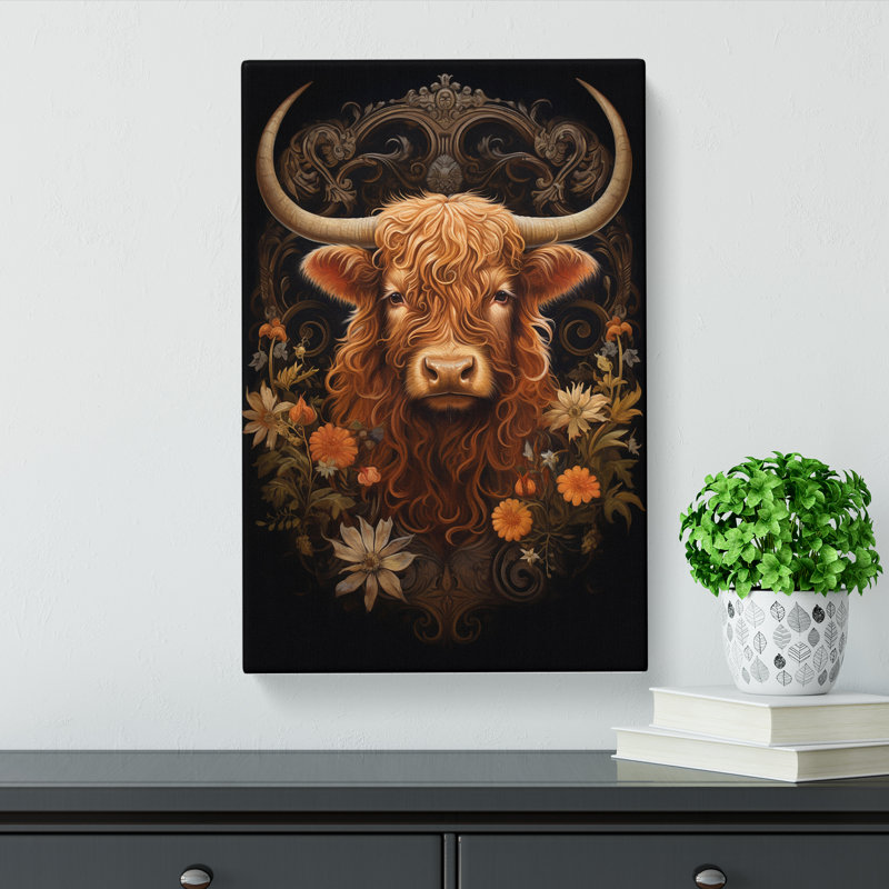Highland Cow Baroque - Print, 50cm H x 35cm W x 3cm D