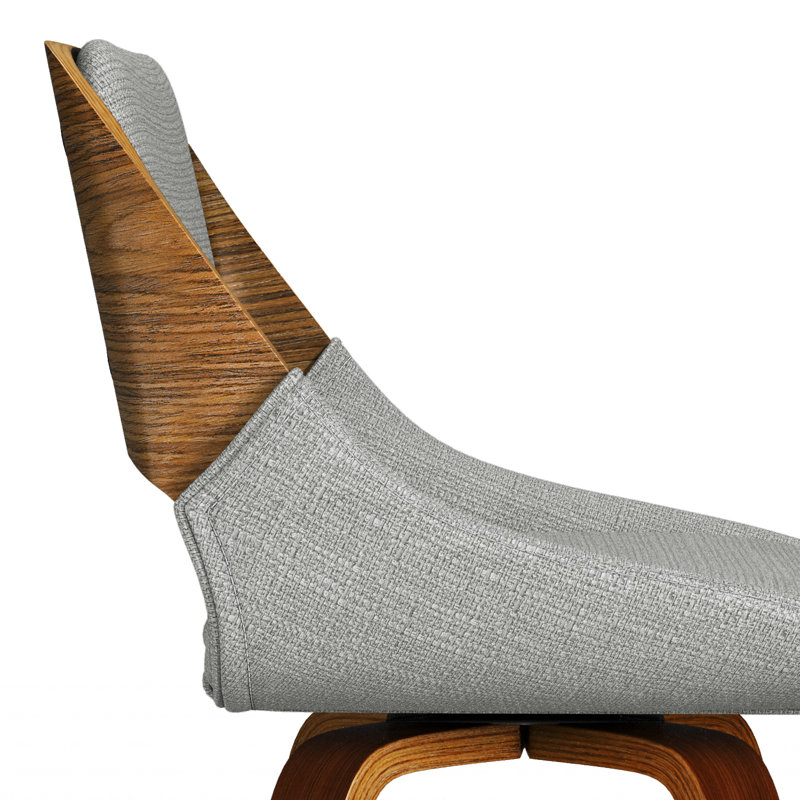 Carly Gray Upholstered Swivel Counter Stool with Walnut Back