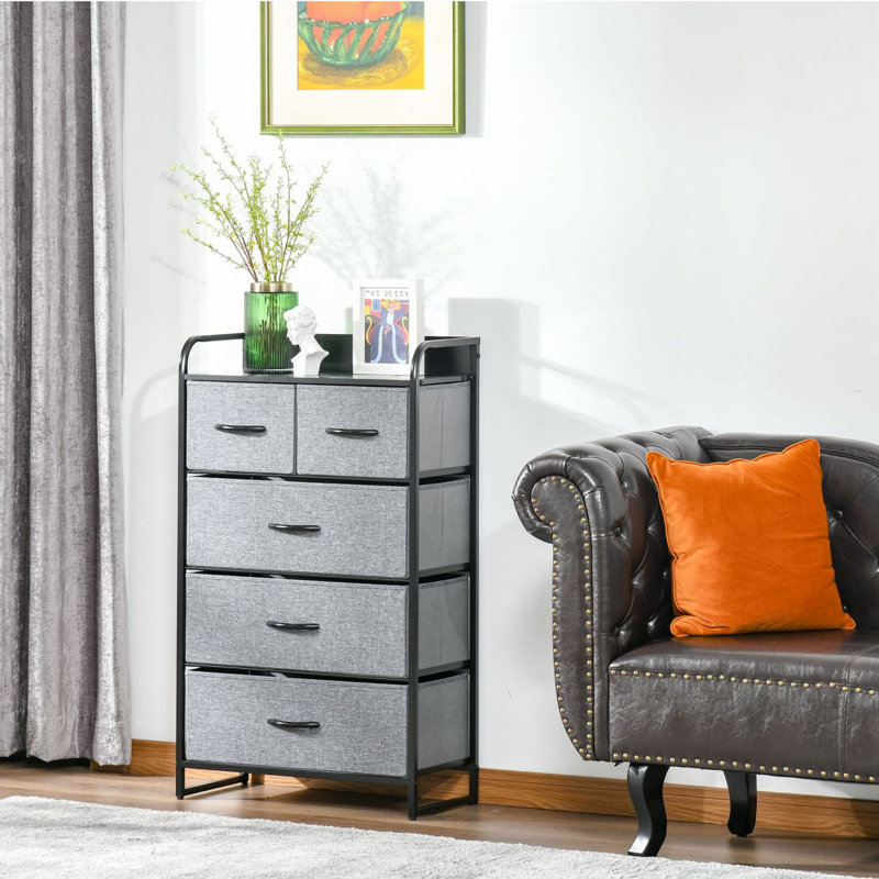 Rangement à 4 niveaux avec commode en tissu