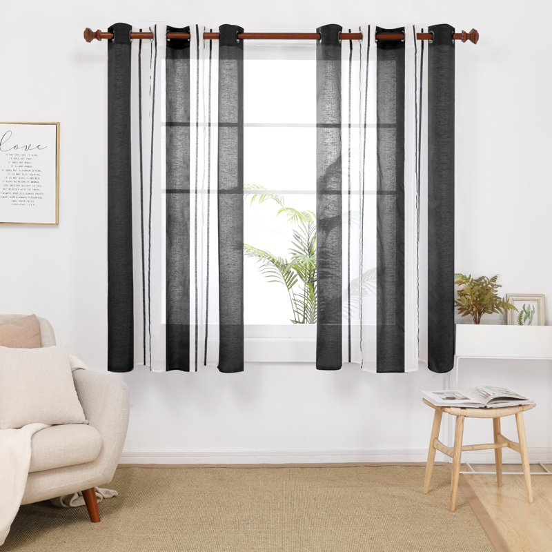 Dearious Sheer Door Curtains, Width 140 x Drop 138 cm, Black