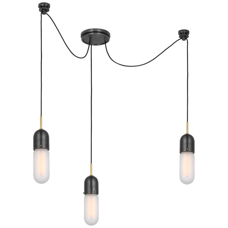 Junio 3 - Light Chandelier, Frosted, Bronze/Brass