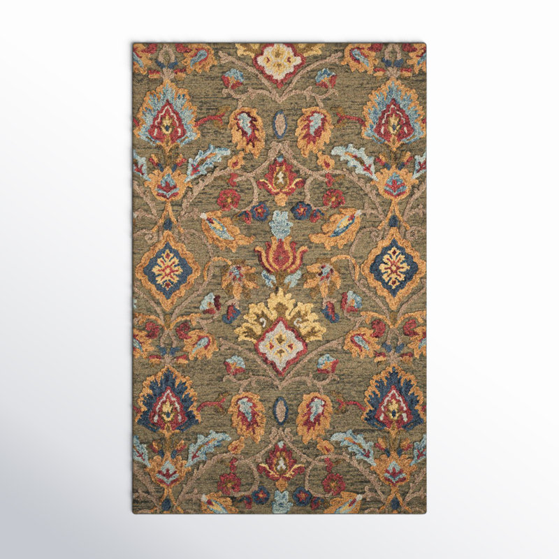 Tansy Wool Floral Indoor Rug, Rectangle 5' x 8'