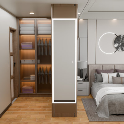 20x70 Inch LED Lighted Recessable Mirror Cabinet, Front Back Dual LED Strip, Memory Function, Detachable Adjustable Shelves, 1800W High Power Outlet, Multi-Room Wall Mount Storage Mirror
