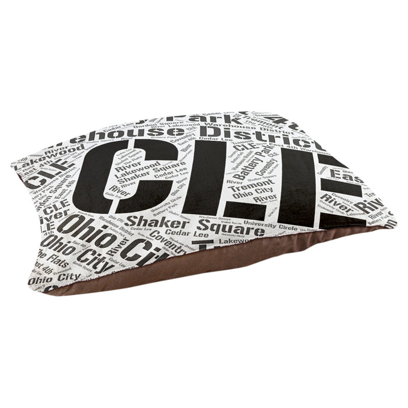 Coussin de chien « districts », Noir, Cleveland, Grand (l 40 po x P 30 po x H 14 po)