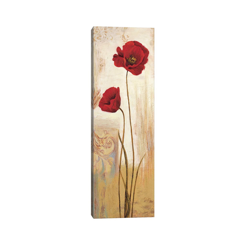 Panneau Coquelicots by Nathalie Besson - Wrapped Canvas Panoramic Painting, 30.48 cm H x 91.44 cm W x 1.91 cm D