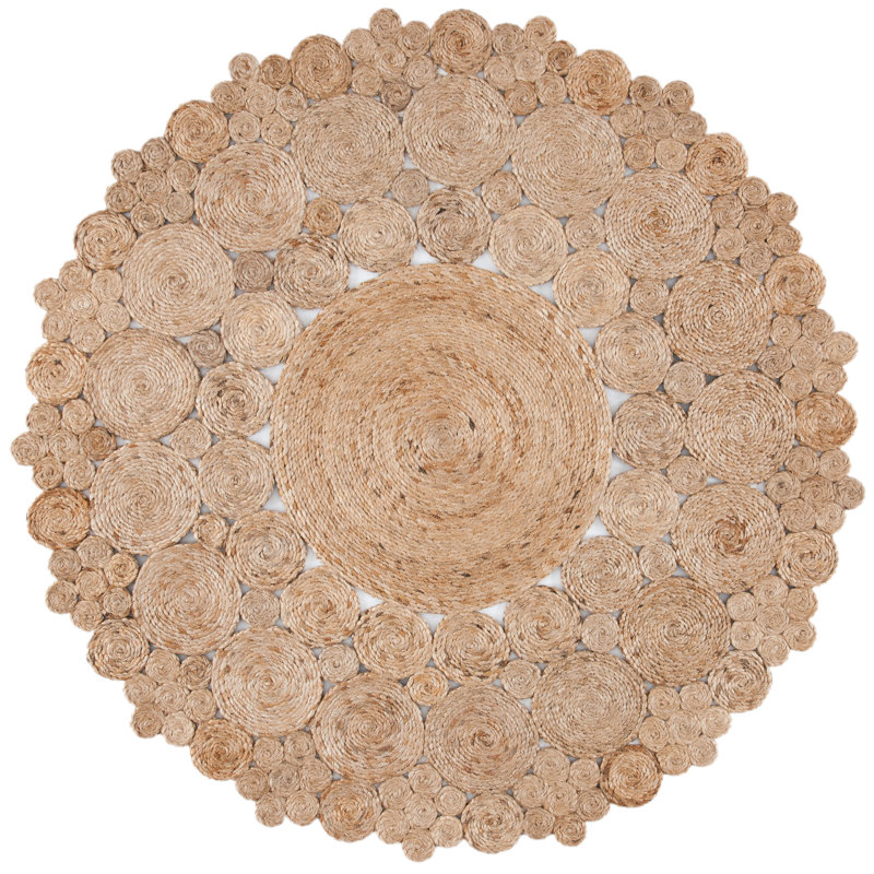 Tiamat Natural Fiber Hand Woven Jute Solid Color Rug, Round 3'