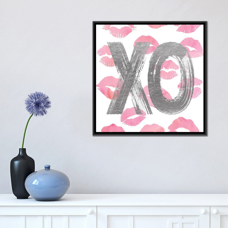 « love ox rose, square », impression sur toile tendue, H 18 po x l 18 po x P 1,5 po, Toile avec cadre noir, Pas de tapis