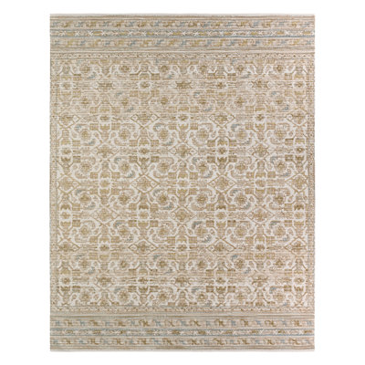 Tapis rectangulaire en laine touffeté à la main brun / or Karthik